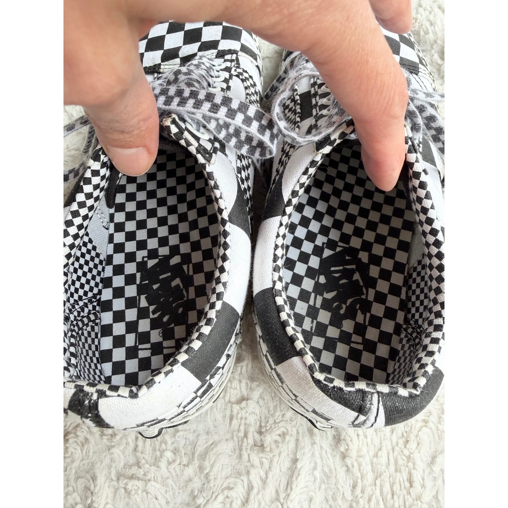 Vans Old Skool All Over Checkerboard Platform Sneakers Black True White 8 - Picture 7 of 11